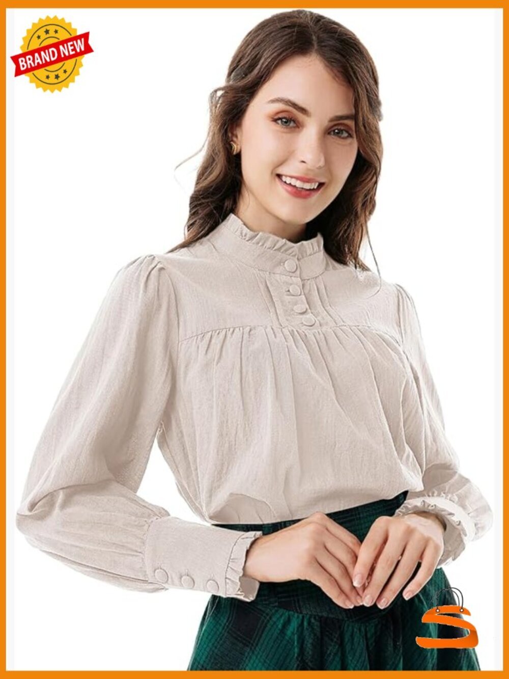 Gothic Victorian Blouse Cotton Long Sleeve Renaissance Shirt